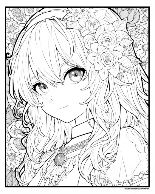 Enchanting Flower Maiden Coloring Page preview