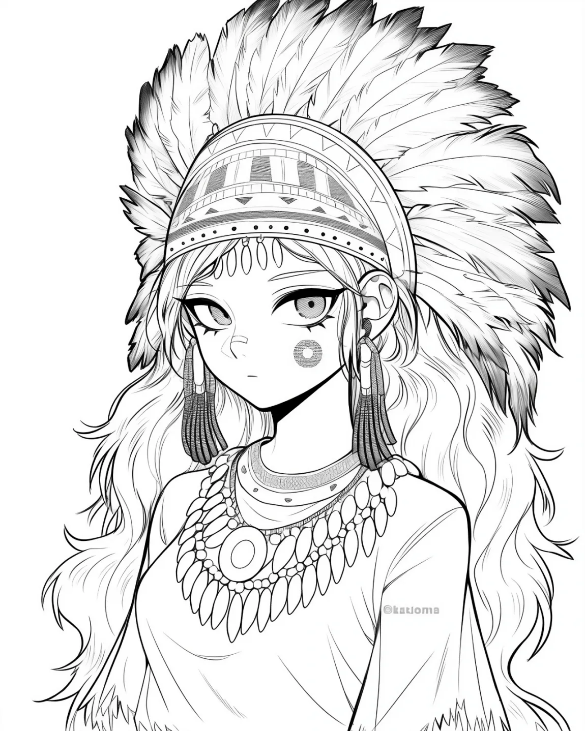 Elegant Warrior: A Coloring Page