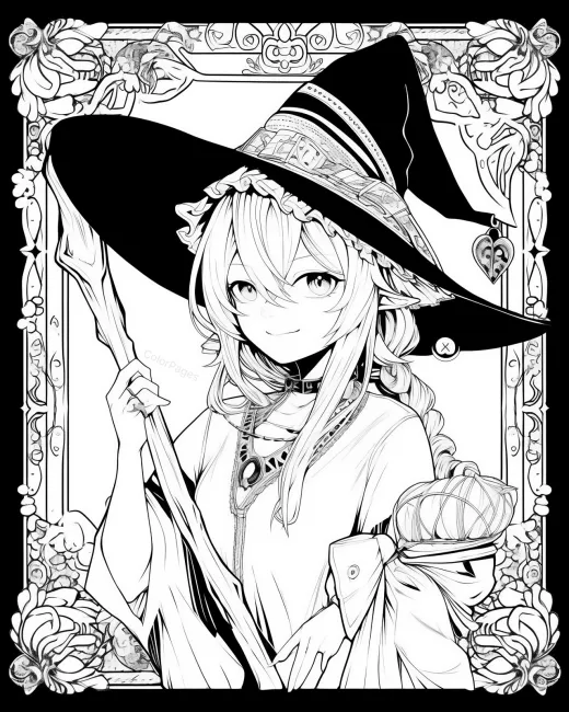 Enchanting Witch Coloring Page preview