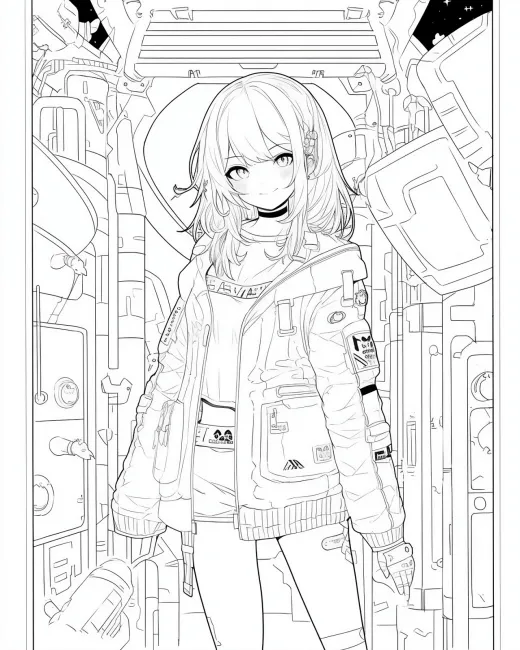 Adventurous Space Explorer Coloring Page preview