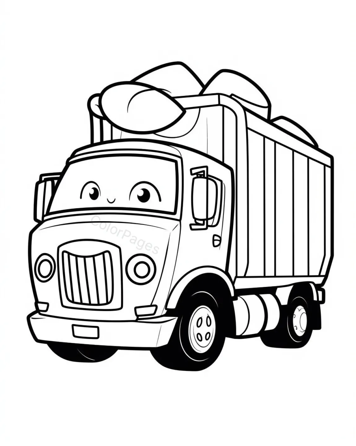 Cheerful Garbage Truck Coloring Page