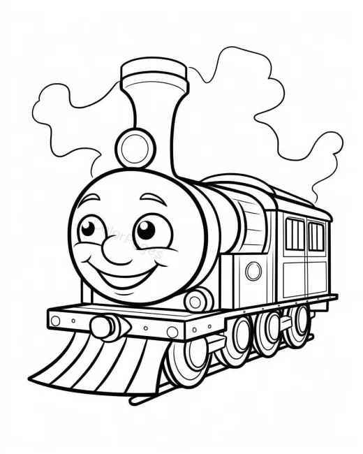 Cheerful Train Coloring Page preview