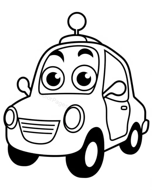 Charming Cartoon Car Coloring Page preview
