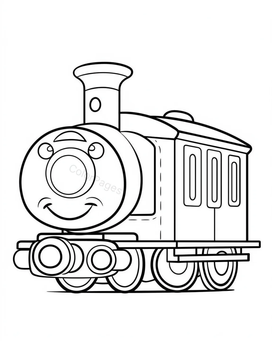 Cheerful Train Coloring Page