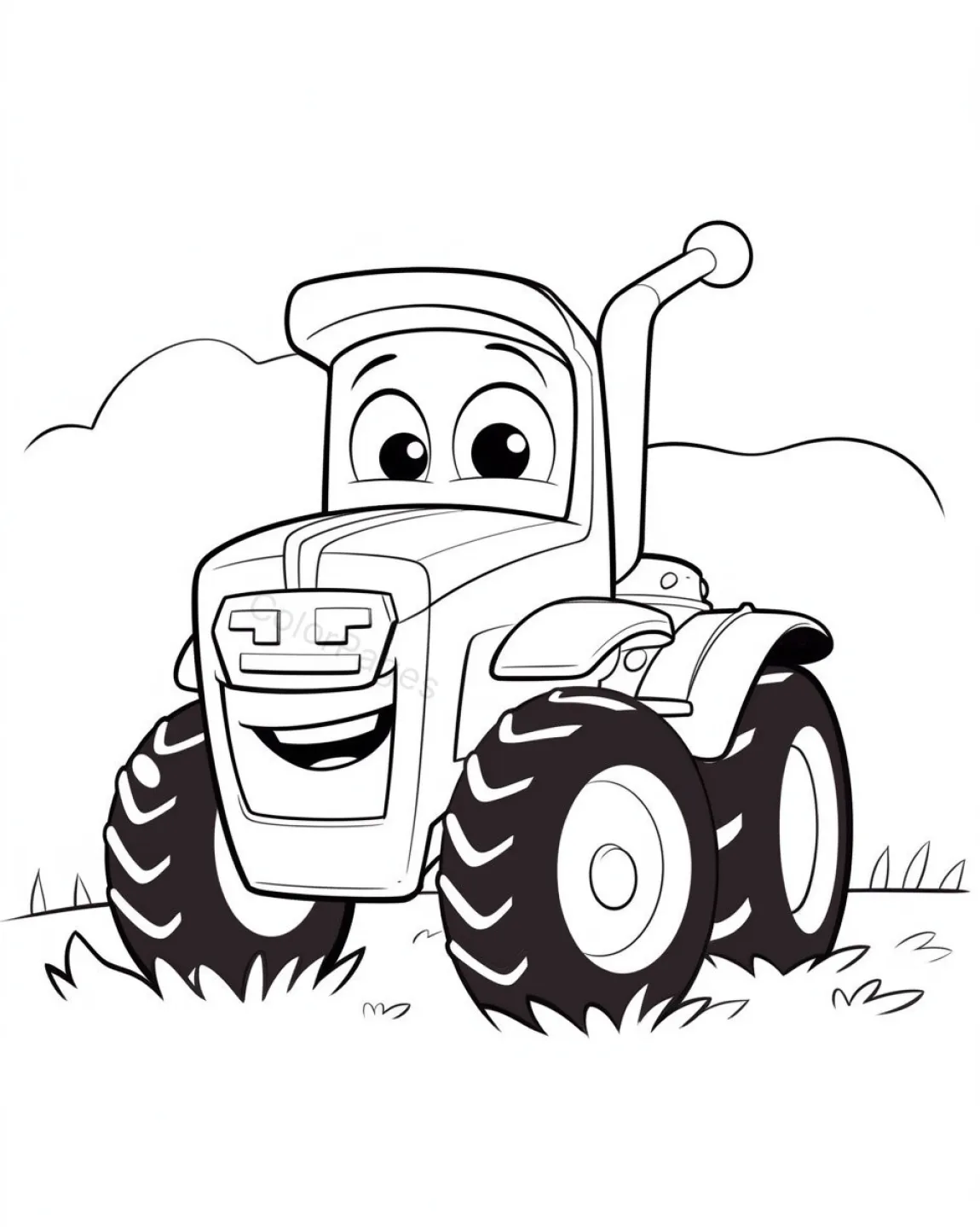 Cheerful Tractor Coloring Page
