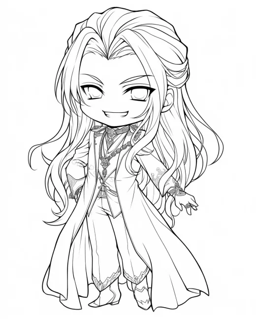 Charming Chibi Character Coloring Page preview