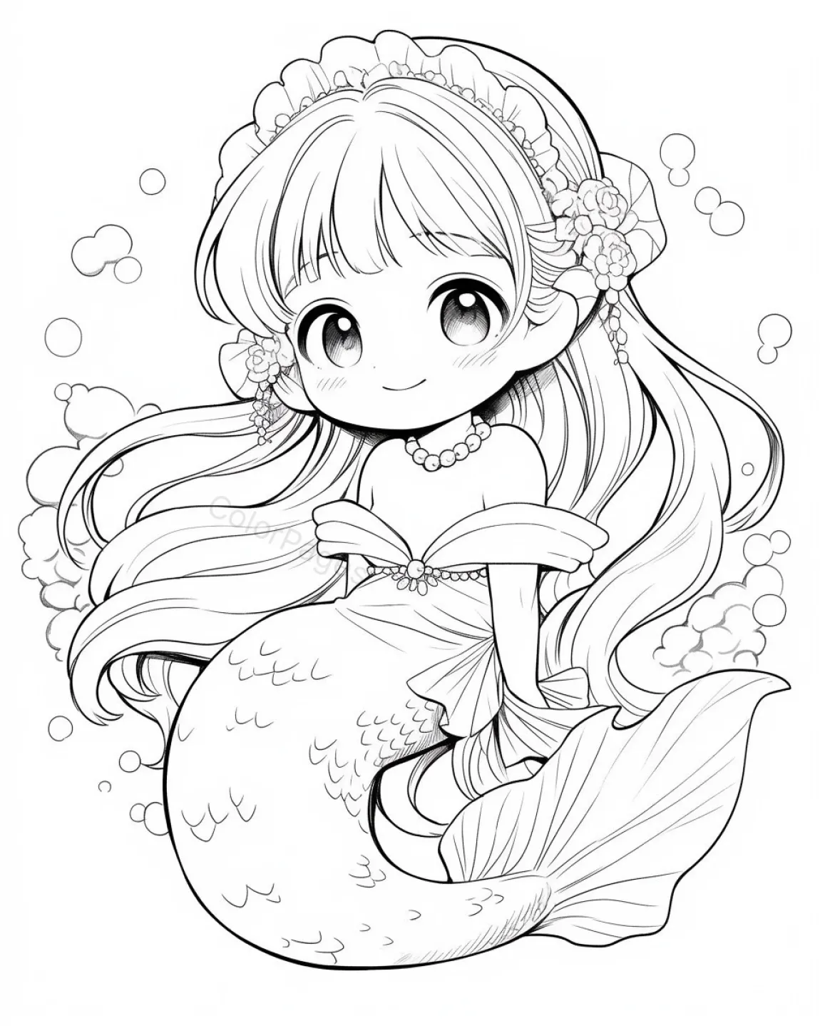 Charming Mermaid Coloring Page
