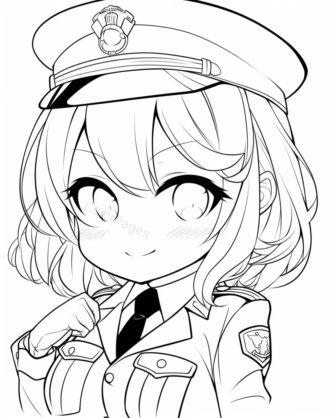 Cute Police Officer Coloring Page