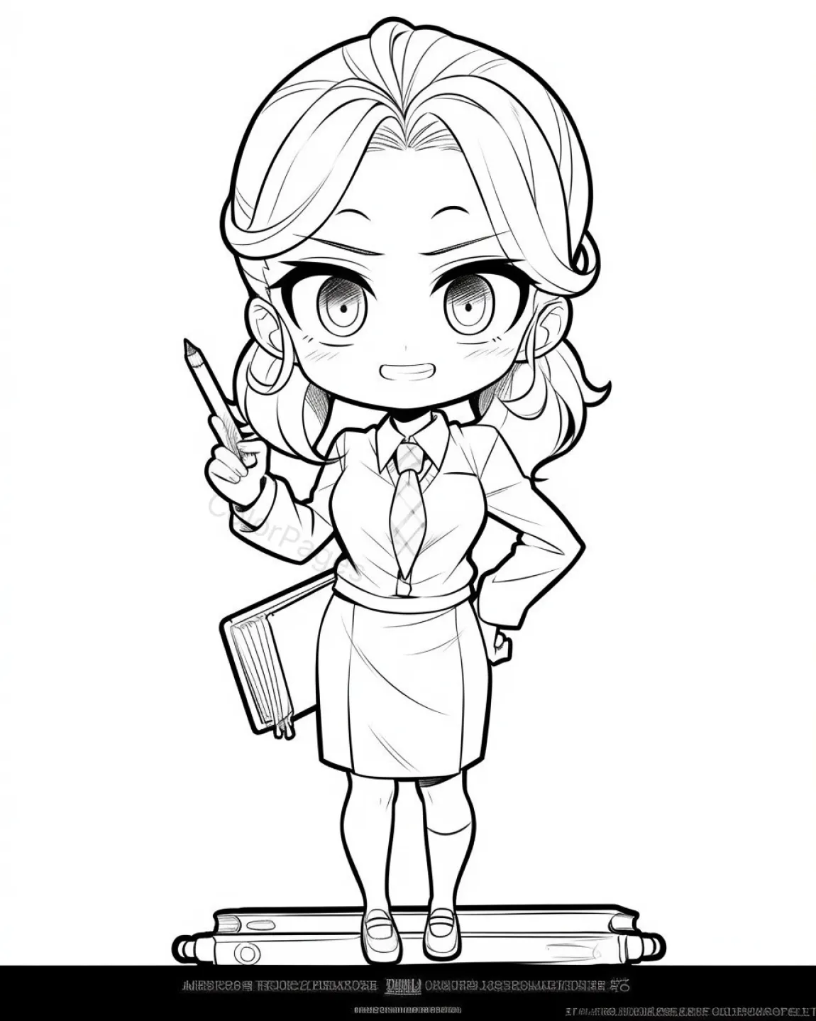 Cheerful Teacher Coloring Page