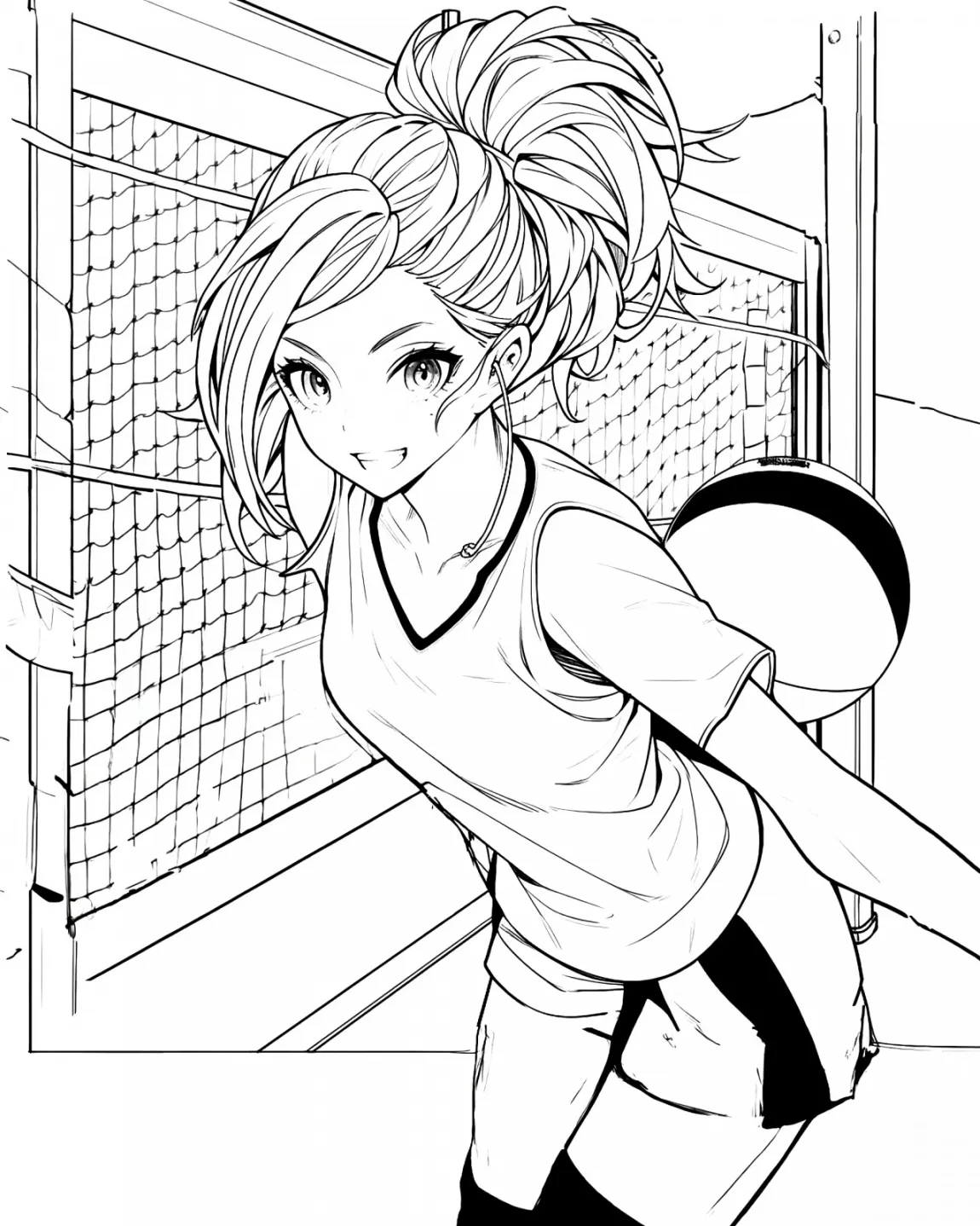 Energetic Volleyball Player Coloring Page