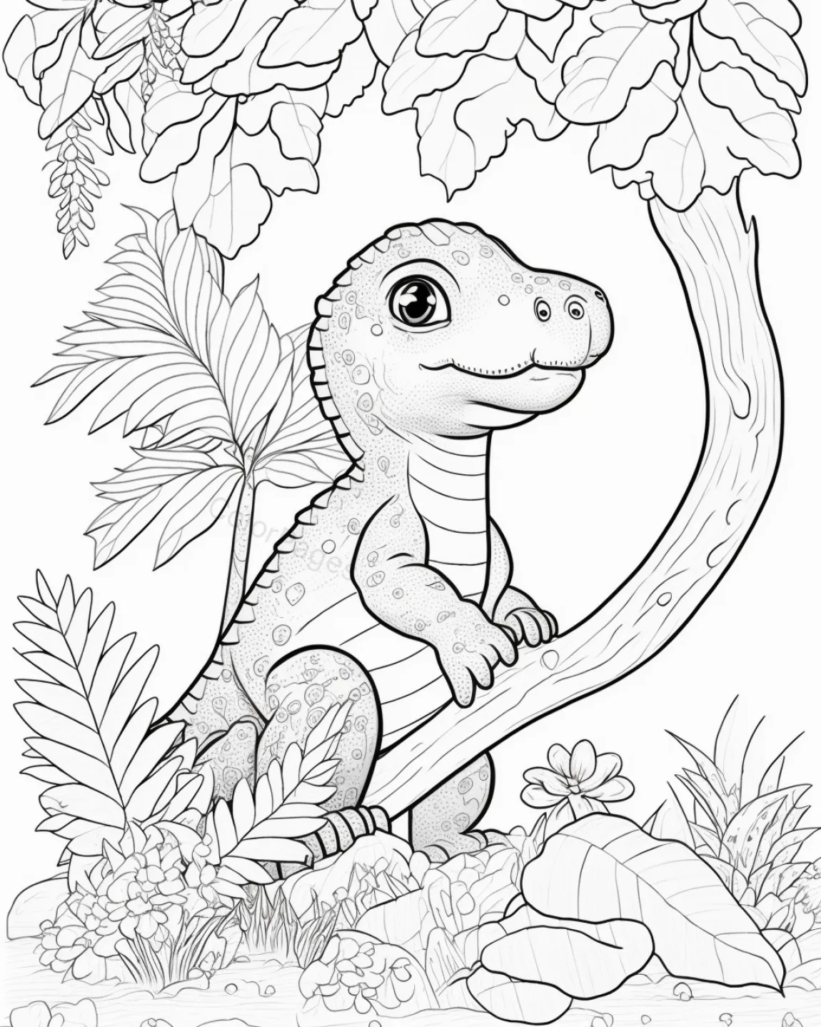 Charming Dinosaur Coloring Page
