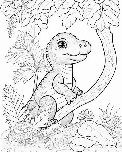 Charming Dinosaur Coloring Page preview