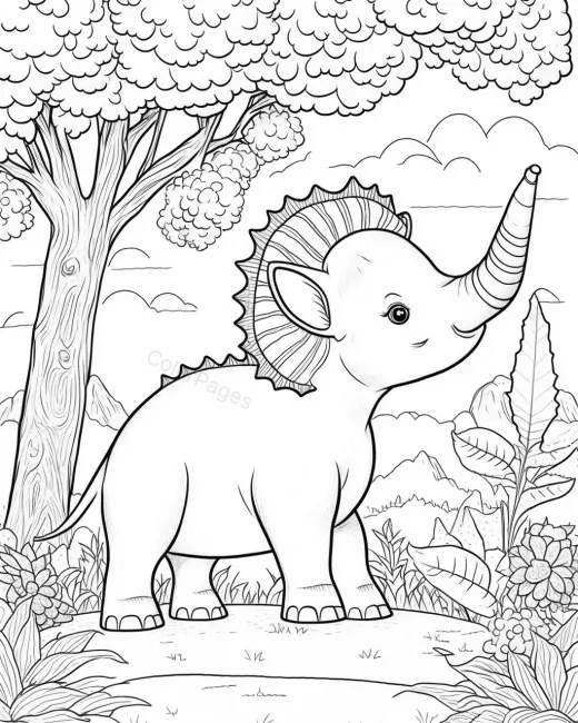 Adorable Dinosaur Coloring Page preview