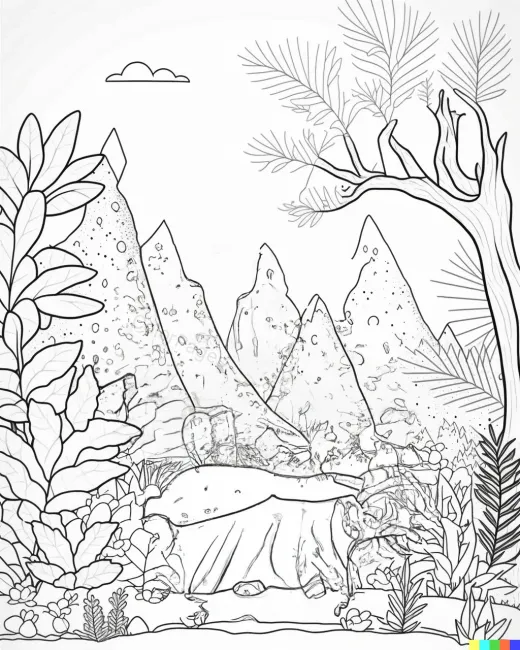 Serene Nature Scene Coloring Page preview