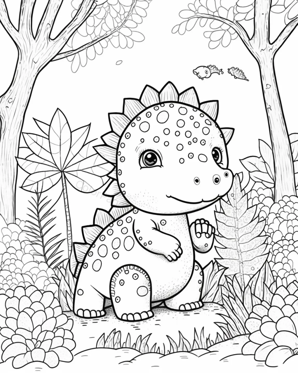 Cute Dino Coloring Page