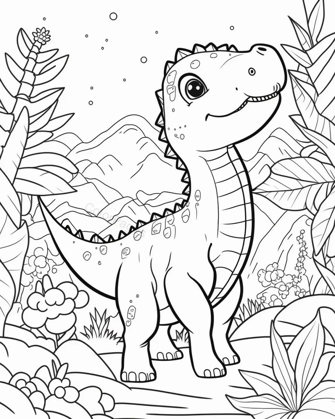 Friendly Dinosaur Coloring Page