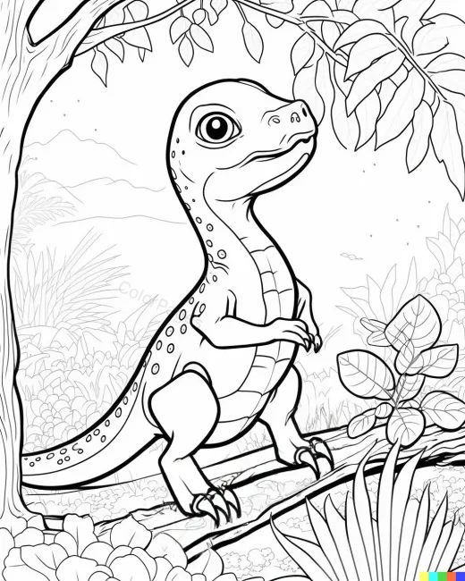 Charming Dinosaur Coloring Page preview
