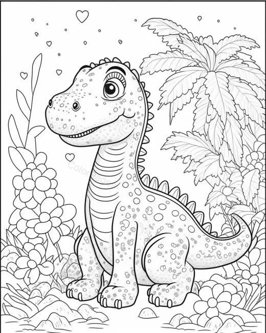 Friendly Dinosaur Coloring Page preview