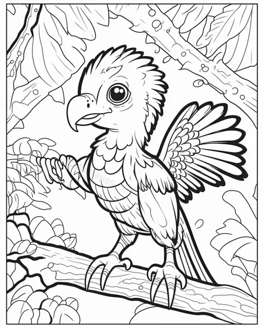 Charming Parrot Coloring Page preview