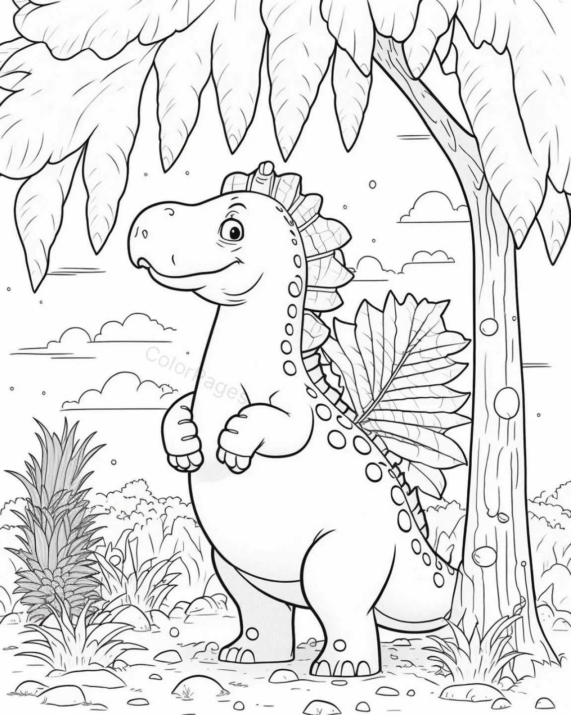 Friendly Dinosaur Coloring Page