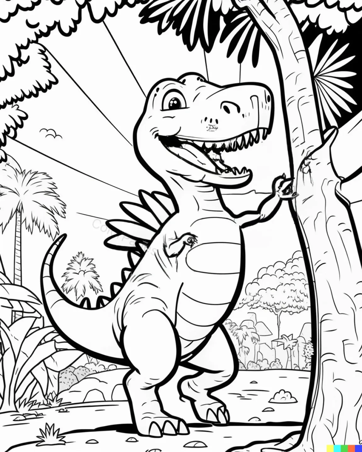 Jolly Dinosaur Coloring Page