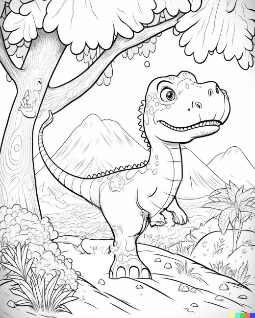 Playful Dinosaur Coloring Page preview