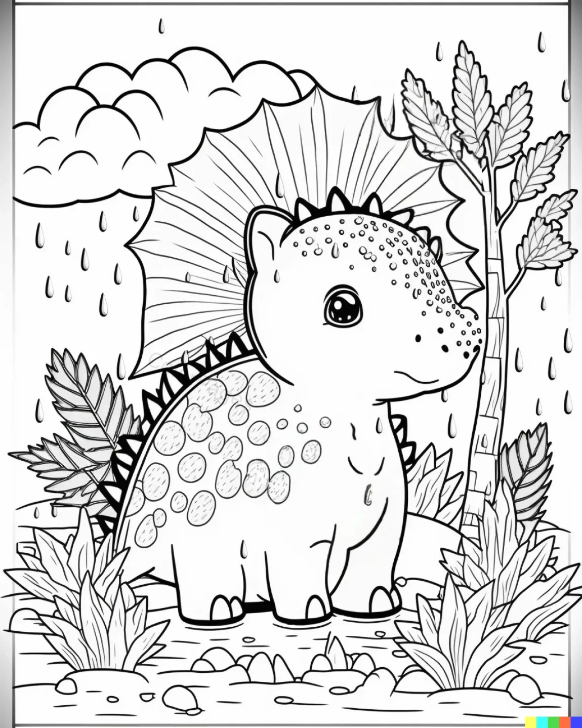 Adorable Dinosaur Coloring Page