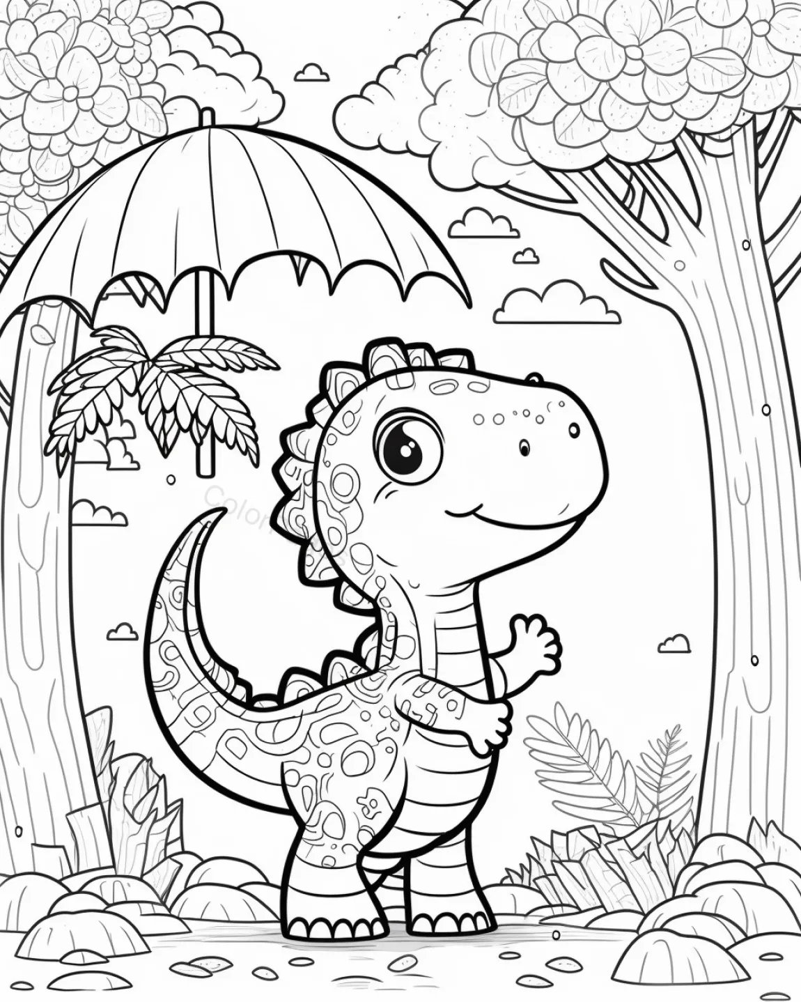 Cute Dinosaur Coloring Page