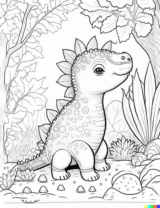 Friendly Dinosaur Coloring Page preview
