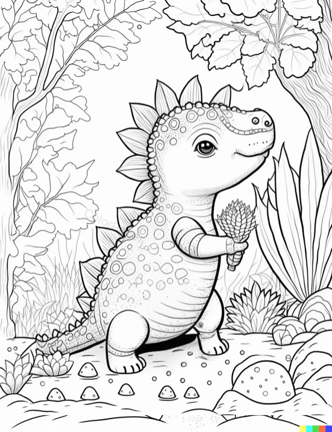 Adorable Dinosaur Coloring Page