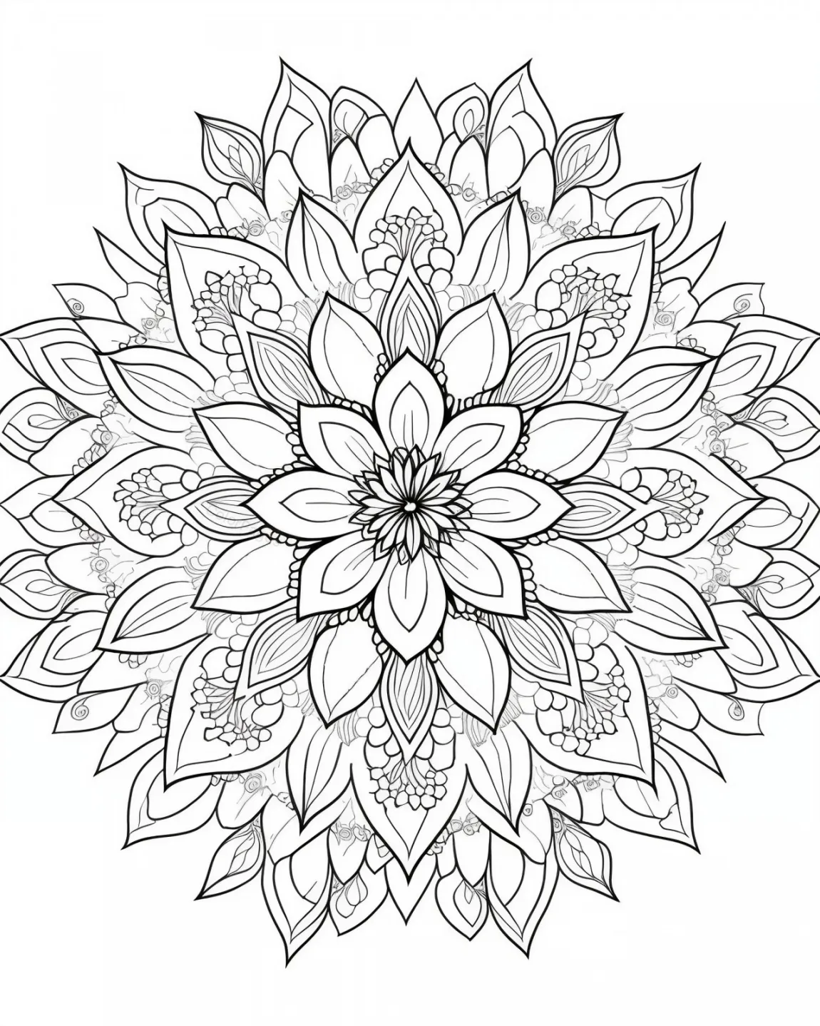 Elegant Floral Mandala Coloring Page
