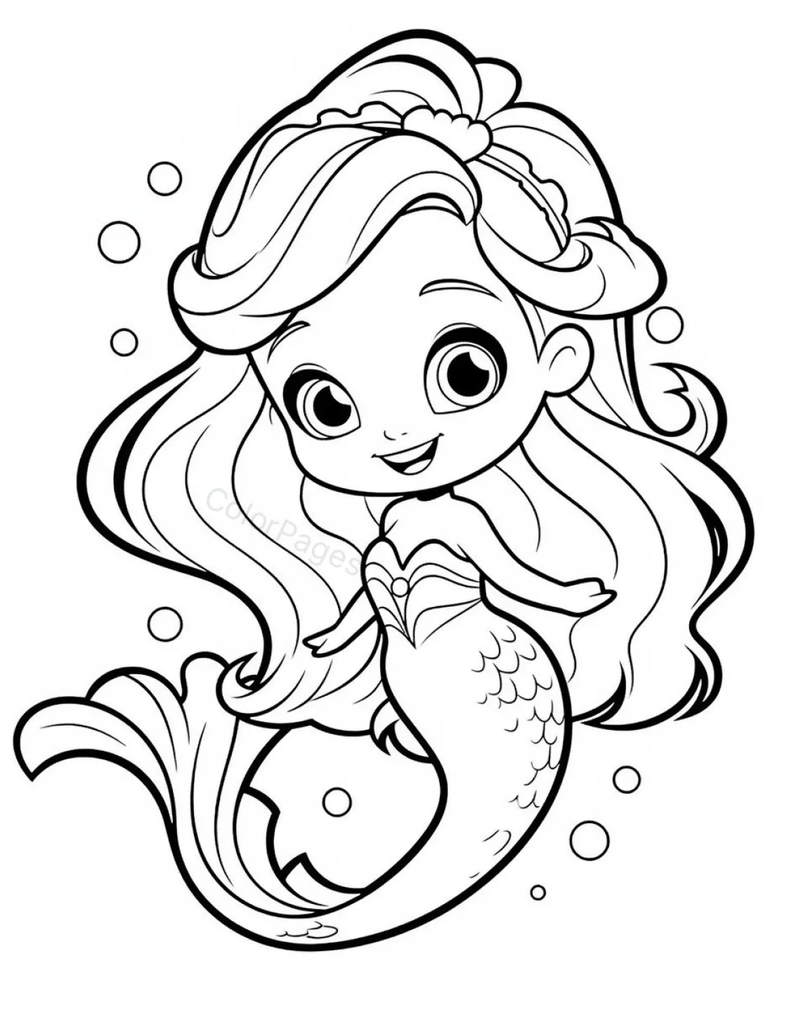 Charming Mermaid Coloring Page