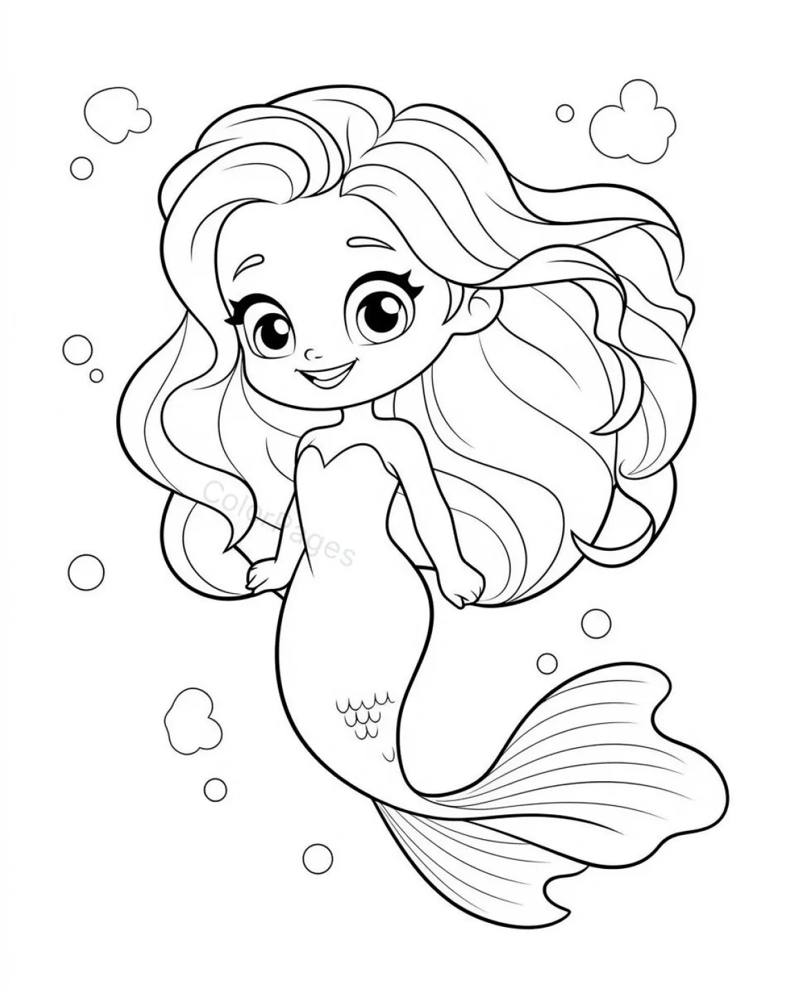 Joyful Mermaid Coloring Page